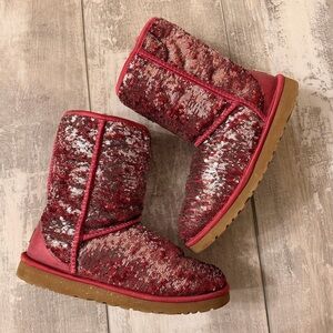 Cranberry & Silver Sequin UGG boots